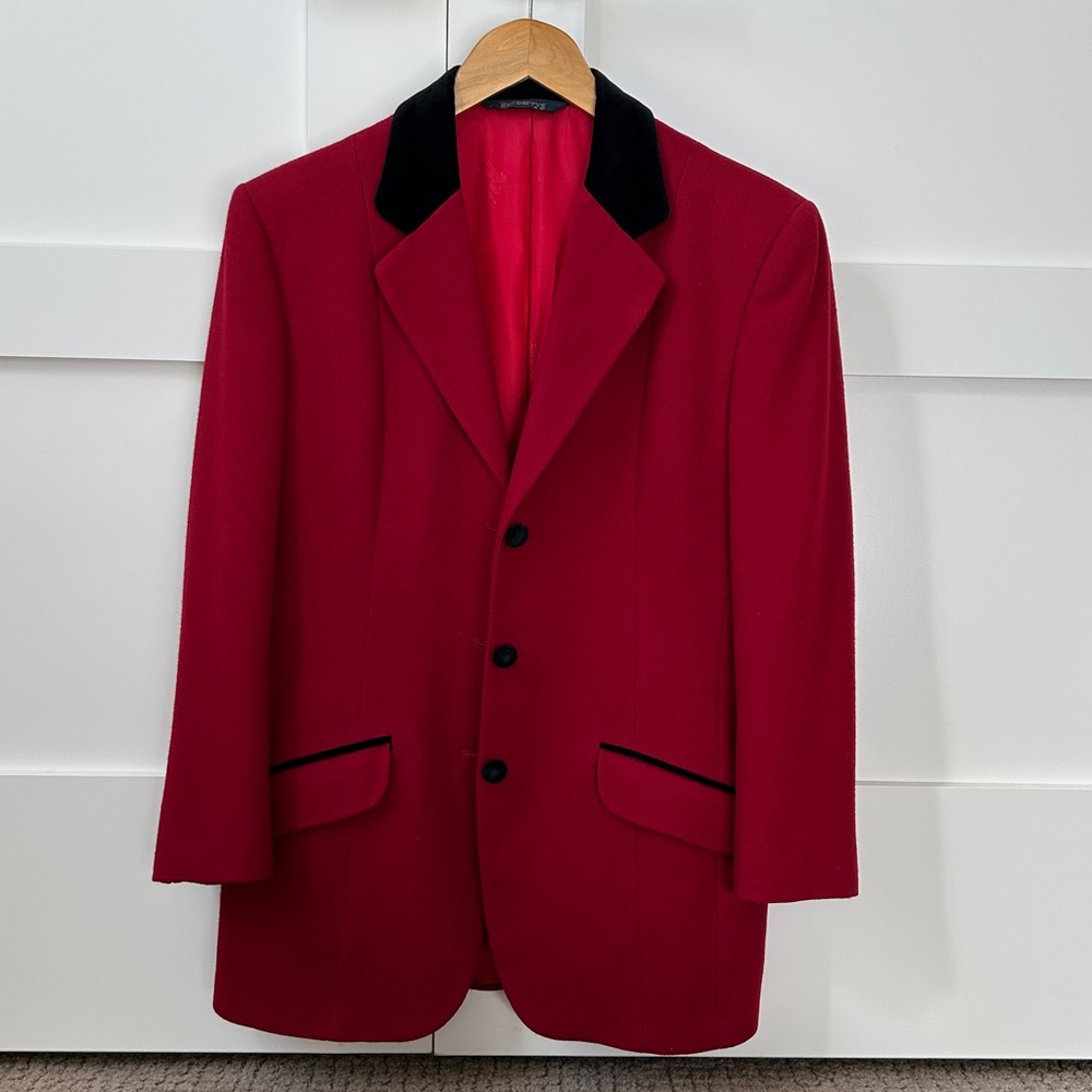 Vintage Burberry Red Jacket with Black Velvet Label